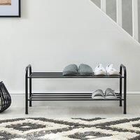 Black Metal 2 Tier Shoe Rack Black