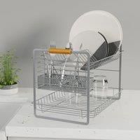 Grey and Bamboo Two Tier Drainer