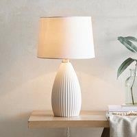 Dorma Purity Dual Lit Ribbed Porcelain Table Lamp Porcelain