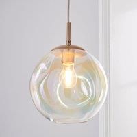 Alexis Glass 1 Light Pendant Ceiling Fitting 20cm Silver