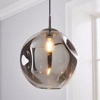 Alexis DimpIed Glass 1 Light Pendant Ceiling Fitting Smoke (Grey)