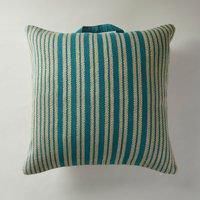 Jute and Cotton Teal Floor Cushion Blue and Brown
