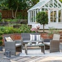 Cancun 4 Seater Rattan Grey Conversation Set Light Grey
