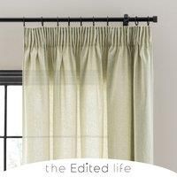 Linen Look Fern Tab Top Pencil Pleat Curtains Green