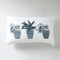 Modern Plant Pot Cushion White and Blue