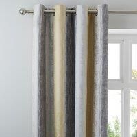 Sadie Stripe Ochre Eyelet Curtains Yellow, Grey and White
