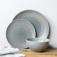 Zen Grey 12 Piece Dinner Set Green
