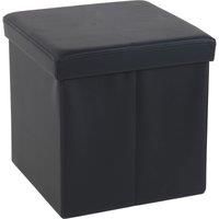 Faux Leather Cube Ottoman Black