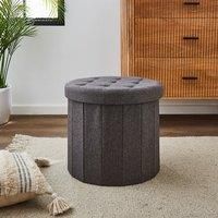 Round Grey Shoe Storage Ottoman Grey