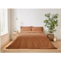 Aubrey Camel 100% Cotton Duvet Cover and Pillowcase Set Brown
