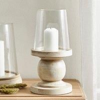 Churchgate Wood Glass Hurricane 32cm Brown