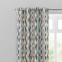 Elements Triangles Peacock Eyelet Curtains Green/Beige/White