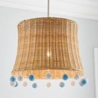 Fiesta Rattan Pom Pom Easy Fit Pendant Shade Blue