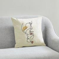 Line Art Embrace 43x43cm Cushion Natural