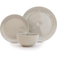 Hearts Grey 12 Piece Dinner Set Light Grey