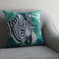 Zebra Jungle Print Cushion MultiColoured