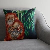 Orangutan Jungle Print Cushion MultiColoured