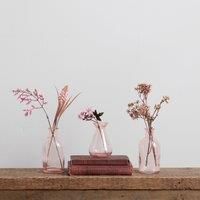 Set of 3 Artificial Pretty Boho Stems in Pink Glass Vases