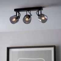 Palazzo 3 Light Smoked Glass Spotlight Bar Silver