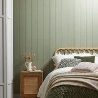 Wood Panel Sage Wallpaper Green