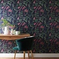 Dorma Winter Garden Navy Wallpaper Navy