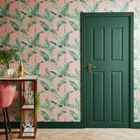 Banana Leaf Pink Wallpaper Pink/Green
