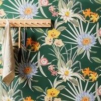 Tropical Floral Emerald Wallpaper Green