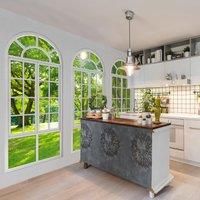 Arch Windows White Mural White