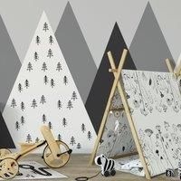 Geo Mountain Mono Mural Grey