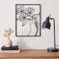Framed Flower Bunch Wire Wall Art Black