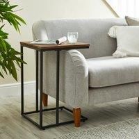 Charlie C-Shaped Side Table, Rustic Wood Effect