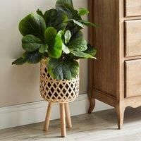 Bamboo and Wood Plant Stand Brown