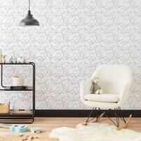 Mickey Mouse Linear Mono Wallpaper Black and white