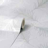 Feather Silver Wallpaper Silver