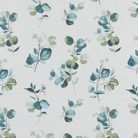 By the Metre Eucalyptus PVC Teal White/Green