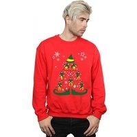 Elf Men/'s Christmas Tree Sweatshirt X-Large Red