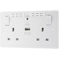 LAP WiFi Extender Socket Double 422UWR White 220-250V Raised Slim With USB 13A
