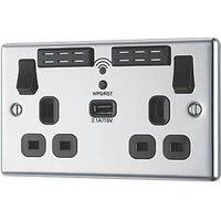 USB Wall Socket WiFi Extender 240V 2 Gang Single Pole LED Indicator 2.4GHz 13A