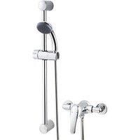 Mixer Shower Exposed Valve Rear Fed Manual Control Lever Single Spray Round Head