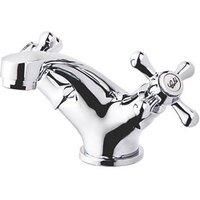 Swirl Basin Mono Mixer Tap Clicker Waste Cross Head Chrome Traditional Design