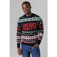 Men's Christmas Jumper Funny Novelty Santa Xmas Knitted Sweater Sweatshirt Top