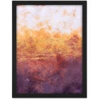 Abstract Purple Yellow Gold Watercolour Large Framed Art Print Wall Poster