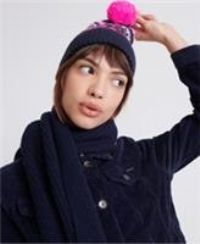 Superdry Women's Oslo Fashion Beanie Balaclava, Blue (Navy 11s), OS (Size:OS)