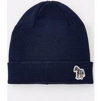 Paul Smith Men/'s Lambswool Zebra Beanie Hat Navy One Size