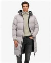 Superdry Men/'s Studios Longline Duvet Coat, Flat Grey, S