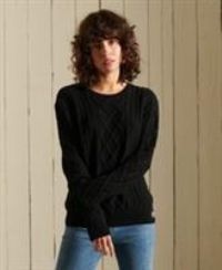Superdry Womens Premium Cable Crew Jumper Size 12