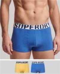 Superdry Men/'s Trunk Dual Logo Double Pack, Mazarine/Nautical Yellow, XX-Large
