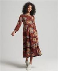 Superdry Womens Woven Long Sleeve Midi Dress Size 8