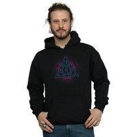 Harry Potter Men's Neon Deathly Hallows Hoodie in Black | Size: 3XL