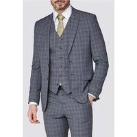 Jeff Banks Stvdio Light Grey With Blue Windowpane Check Ivy League Suit Jacket